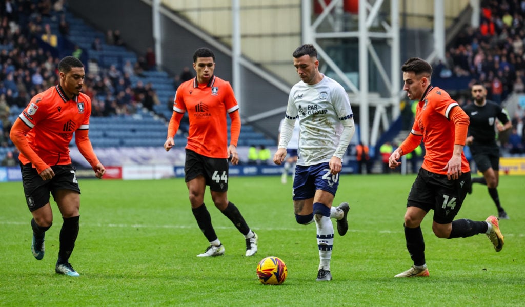 Preston North End's Sam Greenwood in action during the Sky Bet Championship match between Preston North End FC and Sheffield Wednesday FC at Deepda...